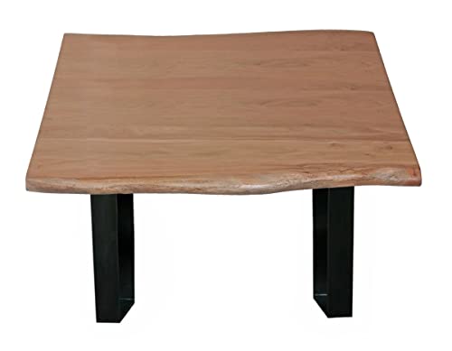 Sit Möbel Couchtisch mit Baumkante Akazie-Holz massiv Fuß schwarz 80x42,50x80cm (B/H/T)