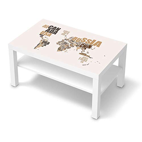 creatisto Möbel-Tattoo passend für IKEA Lack Tisch 90x55 cm I Möbelfolie - Möbel-Aufkleber Folie Tattoo I Deko DIY für Wohnzimmer und Schlafzimmer - Design: World Map - Braun