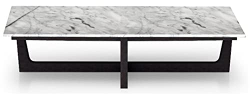 Casa Padrino Luxus Couchtisch Weiß/Schwarz 150 x 85 x H. 39 cm - Rechteckiger Wohnzimmertisch mit hochwertiger Italienischer Calacatta Marmor Tischplatte - Luxus Wohnzimmer Möbel