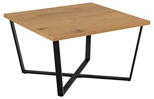 AC Design Furniture Albert quadratischer Couchtisch, L: 75 B: 75 H: 44 cm, Wildeiche-Optik/Schwarz, Holz/Metall, 1 Einheit