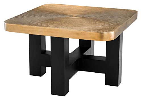 Casa Padrino Luxus Couchtisch Messingfarben/Schwarz 64 x 64 x H. 40 cm - Luxuriöser Wohnzimmertisch mit Tischplatte im Baumscheiben Design - Luxus Wohnzimmermöbel