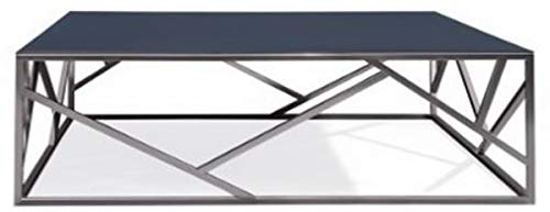 Casa Padrino Luxus Couchtisch Silber/Schwarz 125 x 125 x H. 43 cm - Quadratischer Edelstahl Wohnzimmertisch mit Glasplatte - Wohnzimmer Möbel - Luxus Qualität
