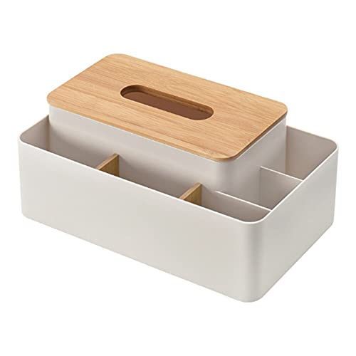 YXIUER Einfache Tissue Boxes Home Multifunktionsaufbewahrun g Wohnzimmer Couchtisch Bambus Hölzerne Servietten Kunststoffhalter Koffer Desktop (Color : Gray)