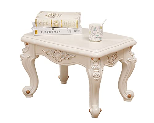 QIANWAN Orientalisch couchtisch Weißer Kaffee-Tisch Rechteck Europäischen Stil Hölzerner Schreibtisch neben den Endtischen for Sofa / Bett Essen Ankleide großer Miniaturtisch, Gold, 50x35x34cm