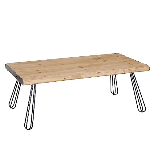 Mendler Couchtisch HWC-L73, Tisch Wohnzimmertisch, Industrial Massiv-Holz MVG-Zertifiziert 120x60cm, Natur