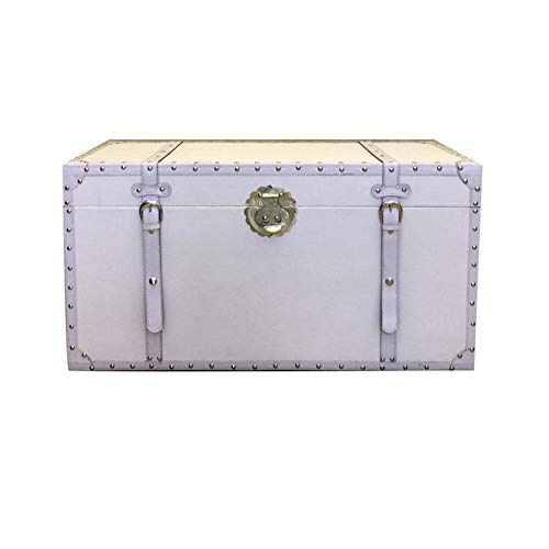 Vintage Koffer Vintage Koffer, Große Kapazität, kreativer Couchtisch, Sofa und Hocker Unterwäsche Mantel/Anzug Pullover Tasche VE, 4 Farben, 3 Größen GGYMEI (Color : White, Size : 60x32x32cm)