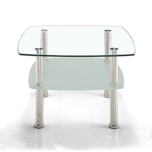 WRLRUILIAN Beistelltisch Beistelltisch, runder Nachttisch, multifunktionaler 2-lagiger Kleiner Tisch, Glas-Couchtisch, Sofa-Beistelltisch Sofa-Couchtisch (Color : A)