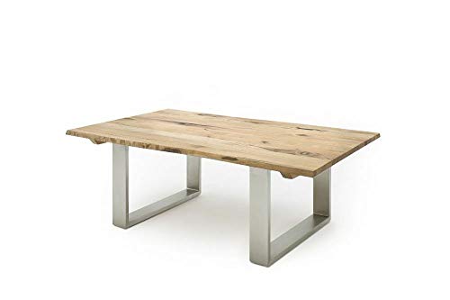 Couchtisch Snare Tisch Massivholz Zerreiche geölt m. Metallgestell 120x43x75cm Kaffeetisch Beistelltisch Stubentisch Wohnzimmertisch Sofatisch