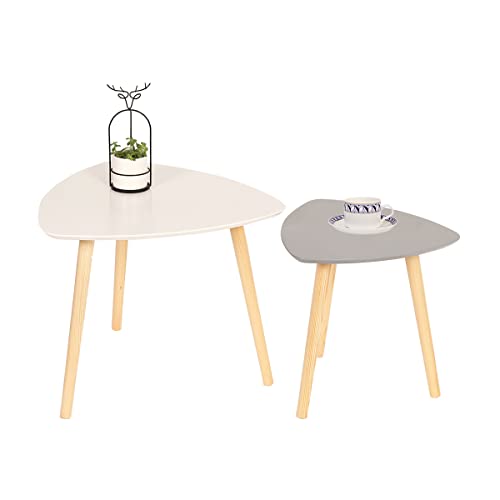 Feenice 2er-Set Coffee Tisch Satztische Beistelltisch skandinavische Couchtisch rund Wohnzimmertisch skandinavisch Kaffetisch klein Satztisch Set Groß(55x55x45cm),Klein(4 0x40x40cm)