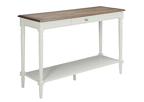 Convenience Concepts French Country Console Table with Drawer and Shelf, Driftwood/White