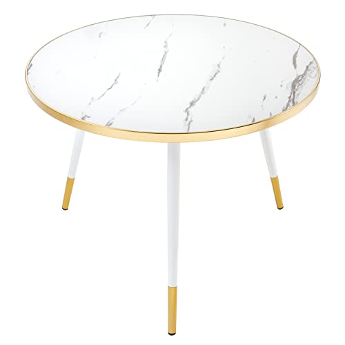 Riess Ambiente Retro Couchtisch Paris 60cm weiß Kristallglas mit Marmor-Dekor Beistelltisch Wohnzimmertisch Tisch