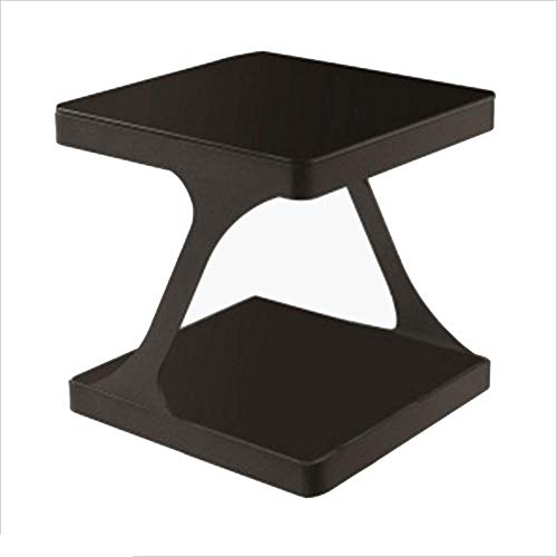 Axdwfd Couchtisch gehärtetes Glas Tischplatte + Metallrahmen Sofa Beistelltisch Büro Verhandlungstisch (schwarz) 50 * 50 * 52CM