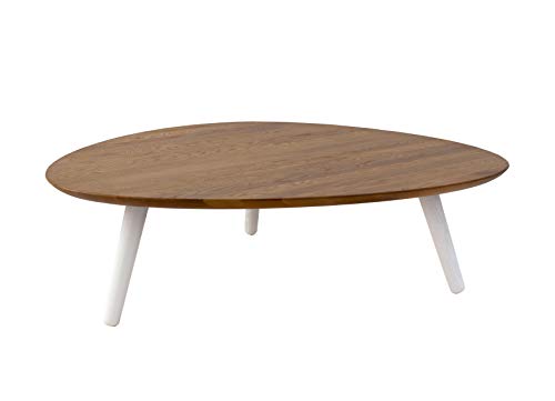 Ragaba Contrast Pick Dreieck Couchtisch - niedriger Holztisch mit Weiß Beine | 110cm x 110cm x 28cm