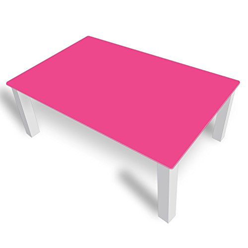 DEKOGLAS Couchtisch 'Einfarbig Pink' Glastisch Beistelltisch für Wohnzimmer, Motiv Kaffee-Tisch 120x75 cm in Schwarz oder Weiß