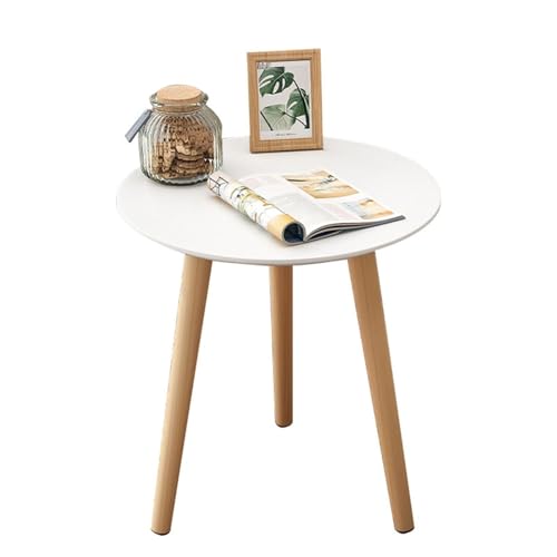 UNbit Beistelltisch Couchtisch Wohnzimmertisch Weißer runder Couchtisch mit 3 Beinen, Kaffee-/Snack-Teetisch aus Holz für Wohnzimmer, Schlafzimmer und Büro WEWYQSJXBXF-31210