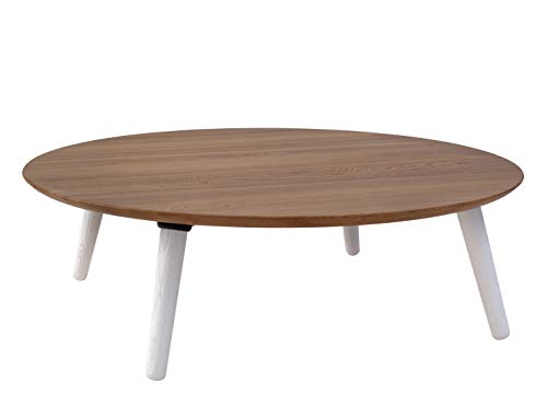Ragaba Contrast Slice runder   niedriger Holztisch mit Weiss Beine   100cm x 100cm x 28cm