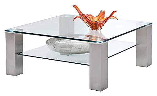 Couchtisch - Klarglas - Metall - 90 x 90 cm