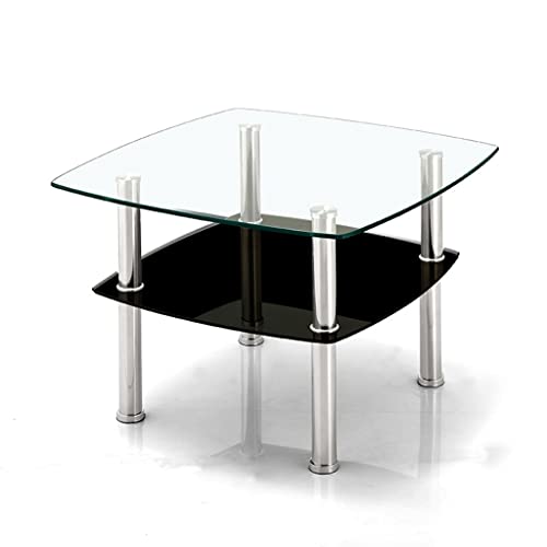 WRLRUILIAN Beistelltisch Beistelltisch, runder Nachttisch, multifunktionaler 2-lagiger Kleiner Tisch, Glas-Couchtisch, Sofa-Beistelltisch Sofa-Couchtisch (Color : B)