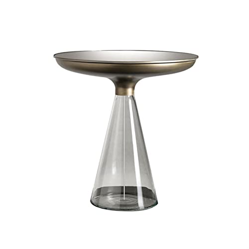 Couchtisch Glas Couchtisch Leichter Luxus rund nordisch kreatives modernes minimalistisches Sofa Seitentisch Sitzplatz Runde Tisch Moderner Teetisch (Color : A)