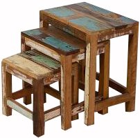 GURU SHOP Vintage Beistelltische aus Recyclingholz, Braun,, 60x45x30 cm, Kaffeetische & Bodentische