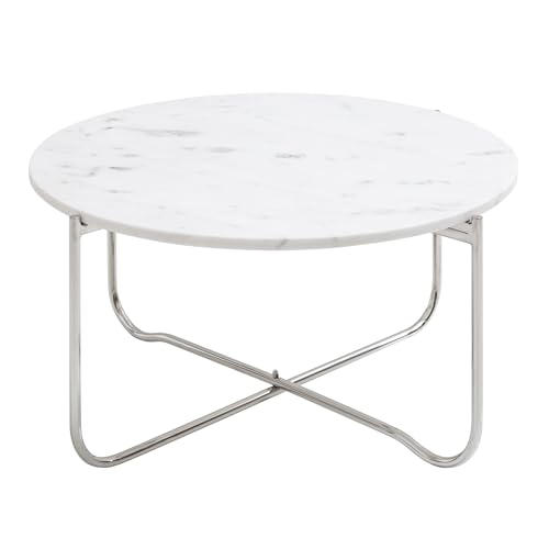 Riess Ambiente Edler Couchtisch Noble 62cm weiß abnehmbare Marmor-Platte Handarbeit Wohnzimmertisch Tisch Sofatisch Klappbar