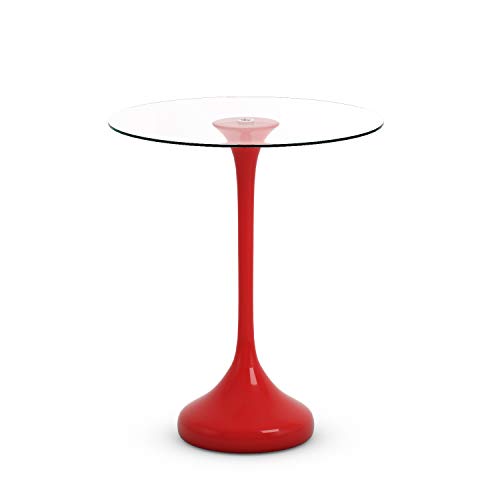 T.Mullen Beistelltisch Kaffeetisch Glastisch Couchtisch Wohnzimmertisch Wohnzimmer Deko Designer Tisch (Rot)