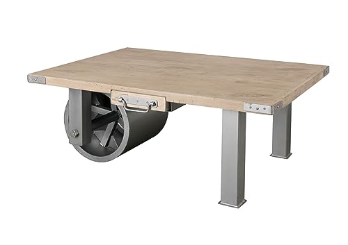 Sofatisch Holztisch m. Schublade Industrial-Stil Mango massiv 110x80 geweißt