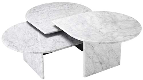 Casa Padrino Luxus Couchtisch Set Weiß - 3 Wohnzimmertische aus hochwertigem Carrara Marmor - Luxus Möbel