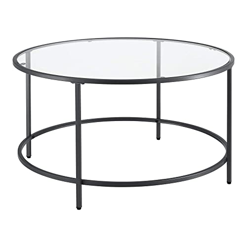 [en.casa] Couchtisch Kouvola Glas-Tischplatte Stahlgestell Glastisch 84 x 45,5 cm Wohnzimmertisch Kaffeetisch Schwarz