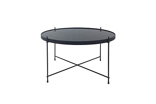 HOMEXPERTS Couchtisch TREND / Beistelltisch Farbe Schwarz mit Tischplatte aus Glas und Metallgestell pulver beschichtet / Sofatisch Farbe Schwarz / D 70, H 40 cm