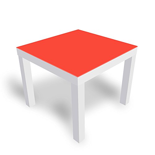 DEKOGLAS Beistelltisch Couchtisch 'Einfarbig Rot' Sofatisch mit Motiv Glasplatte Kaffee-Tisch von DEKOGLAS, 55x55x45 cm Weiß