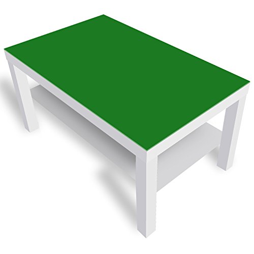 DEKOGLAS Beistelltisch Couchtisch 'Einfarbig Grün' Sofatisch mit Motiv Glasplatte Kaffee-Tisch von DEKOGLAS, 90x55x45 cm Weiß