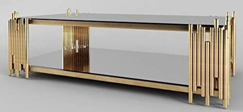 Casa Padrino Designer Couchtisch Gold 100 x 60 x H. 45 cm - Rechteckiger Wohnzimmertisch mit Glasplatten - Luxus Wohnzimmer Möbel