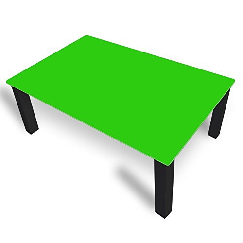 DEKOGLAS Couchtisch 'Einfarbig Grün' Glastisch Beistelltisch für Wohnzimmer, Motiv Kaffee-Tisch 120x75 cm in Schwarz oder Weiß