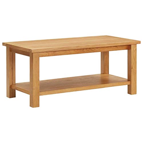  Eichenholz mit Ablagefach Sofatisch Teetisch Holztisch 110x55x40cm