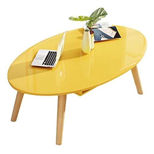Saturey Kleine Couchtisch Couchtisch, Beistelltisch Oval Moderne Cocktail-Tabelle, Gebraucht im Schlafzimmer Wohnzimmer Haushaltsbranche Fenster Bay Fenster Schreibtisch gelb, weiß Wohnzimmertisch