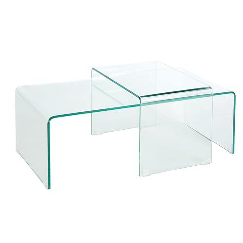 Invicta Interior Hochwertiges 2er Set Glas Couchtisch FANTOME transparent Glastisch Satztische Tische Glas Wohnzimmertisch