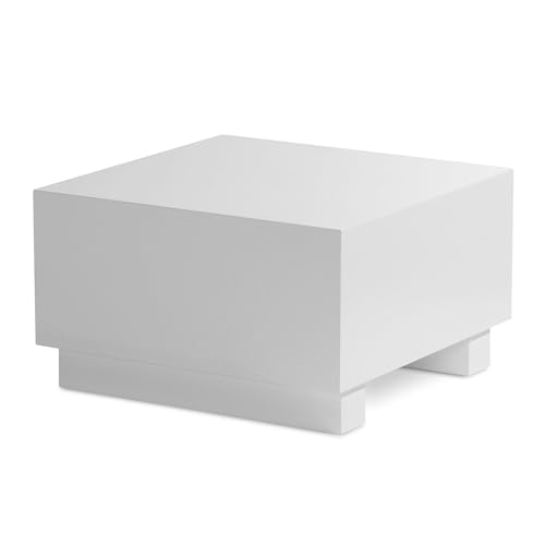 Wohnling Couchtisch MONOBLOC 60x60x35 cm Weiß Hochglanz, Wohnzimmertisch Cube Quadratisch, Design Sofatisch, Lounge Kaffeetisch Würfel-Form