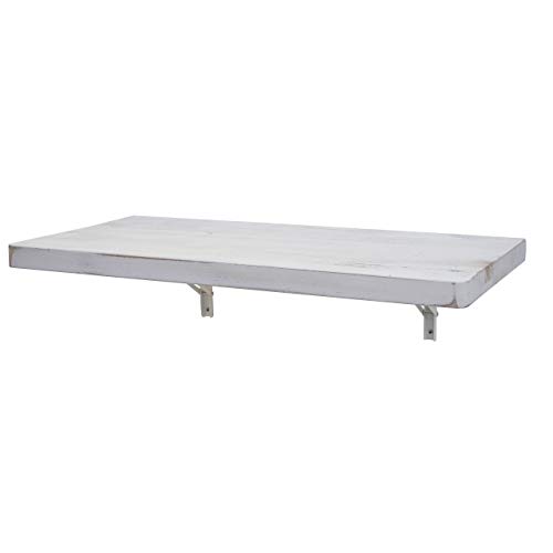 Mendler Wandtisch HWC-H48, Wandklapptisch Wandregal Tisch, klappbar Massiv-Holz - 100x50cm Shabby weiß