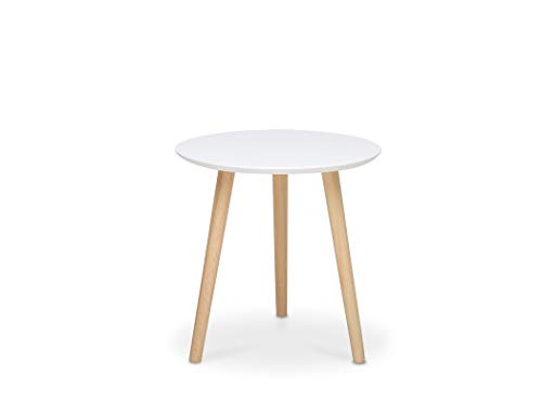 expendio Couchtisch Visby rund 32x35 cm weiß Beine Pinie massiv Sofatisch Beistelltisch Wohnzimmertisch Tisch