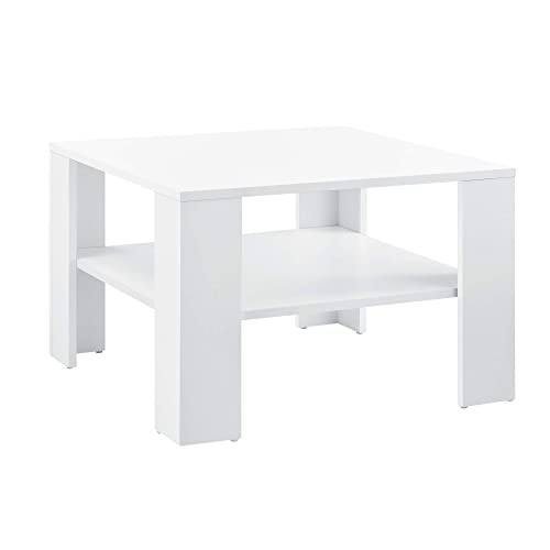 [en.casa] Couchtisch 60x60x40cm mit Ablage Tisch Beistelltisch Wohnzimmertisch Sofatisch Weiß