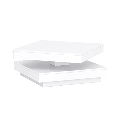 Domando Couchtisch Vasto Modern für Wohnzimmer Breite 70cm, drehbare Tischplatte in Weiß Matt