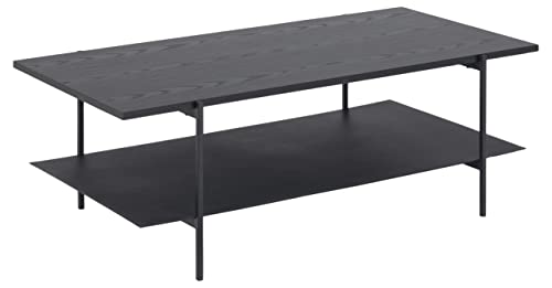 AC Design Furniture Augusta rechteckiger Couchtisch mit 1 Ablage, L: 115 B: 60 H: 40 cm, Holz/Metall, Schwarz, 1 Einheit