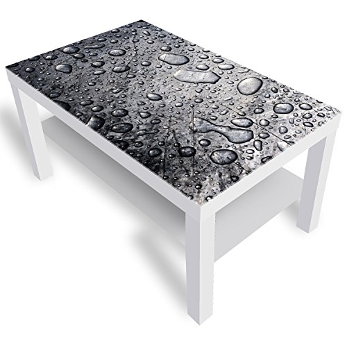 DekoGlas Beistelltisch Couchtisch 'Tropfen' Sofatisch mit Motiv Glasplatte Kaffee-Tisch, 90x55x45 cm Weiß