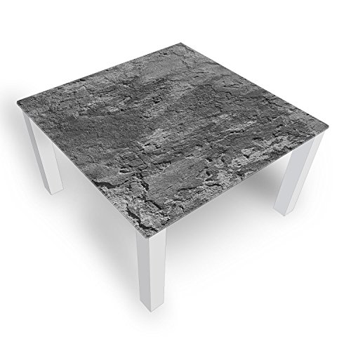 DEKOGLAS Couchtisch 'Beton Grau' Glastisch Beistelltisch für Wohnzimmer, Motiv Kaffee-Tisch 100x100 cm in Schwarz oder Weiß