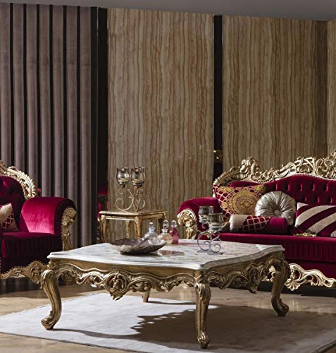 Casa Padrino Luxus Barock Couchtisch Weiß/Gold 130 x 130 x H. 51 cm - Prunkvoller Massivholz Wohnzimmertisch - Barock Wohnzimmer Möbel