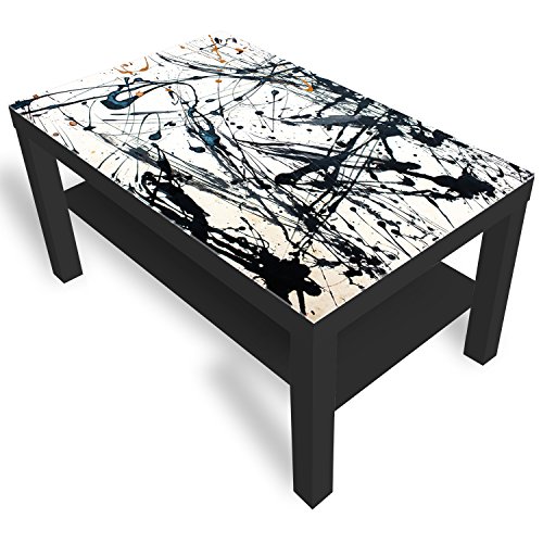 DEKOGLAS Beistelltisch Couchtisch 'Abstrakte Kunst' Sofatisch mit Motiv Glasplatte Kaffee-Tisch von DEKOGLAS, 90x55x45 cm Schwarz