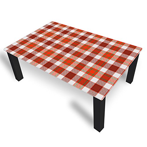 DEKOGLAS Couchtisch 'Tischdecke Rot' Glastisch Beistelltisch für Wohnzimmer, Motiv Kaffee-Tisch 120x75 cm in Schwarz oder Weiß