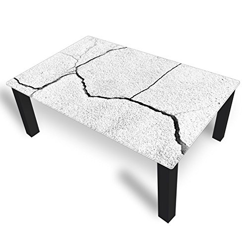 DekoGlas Couchtisch 'Merkmale Weiß' Glastisch Beistelltisch für Wohnzimmer, Motiv Kaffee-Tisch 120x75 cm in Schwarz oder Weiß