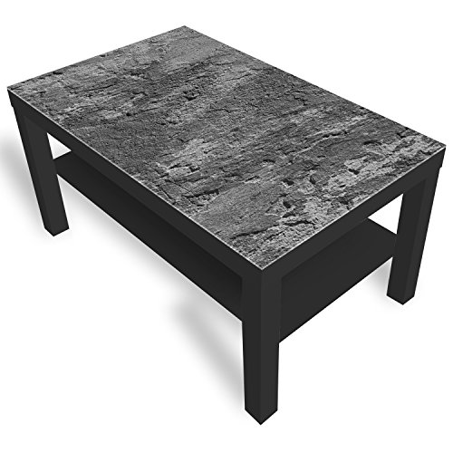 DEKOGLAS Beistelltisch Couchtisch 'Beton' Sofatisch mit Motiv Glasplatte Kaffee-Tisch von DEKOGLAS, 90x55x45 cm Schwarz